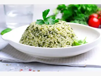 Ilustracja przepisu na: ryż ze szpinakiem
