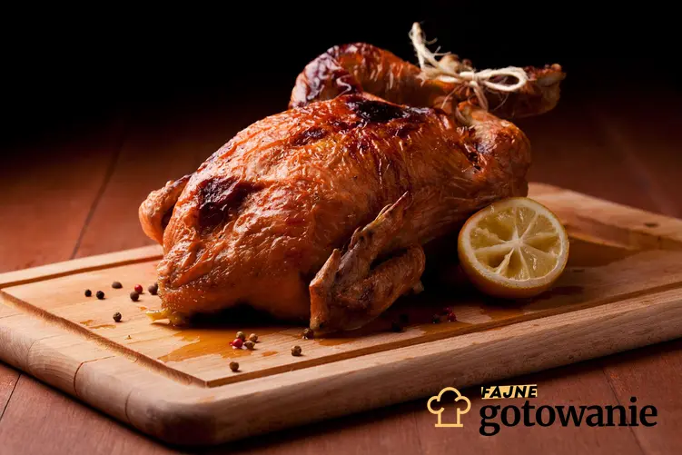 Kurczak po polsku podany na drewnianej desce do krojenia.