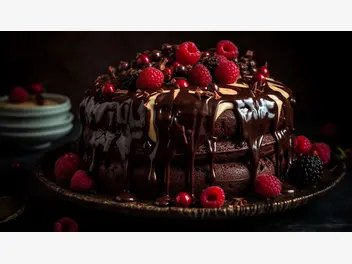 Ilustracja przepisu na: tort czekoladowy z owocami