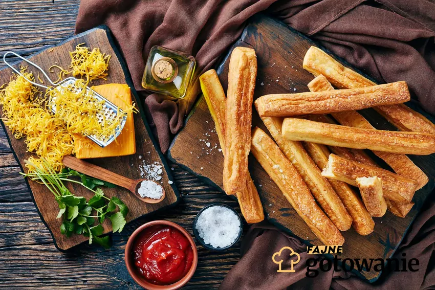 Pizza sticks on wooden board